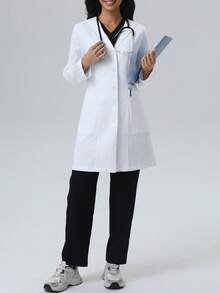 cimmuovere White Fashion Collared Jacket With Large Pockets, Lab Uniform Coat - White - View 5