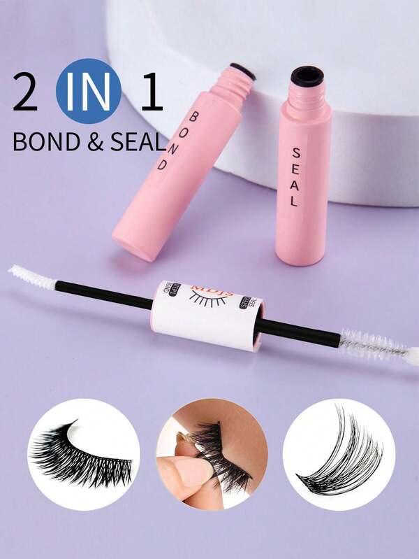 1pc Eyelash Adhesive And Sealer 6ml, Single Eyelash Extension Glue And Sealer 2 In 1 Super Hold Waterproof Gentle And No Irritation Lasts 72 Hours Suitable For Beginners With Sensitive Eyes Suitable For Home Personal Eyelashes DIY False Eyelashes Cluster Extension Adhesive Kit False Eyelashes Applicator Tools (Clear Bonding And Clear Sealing)