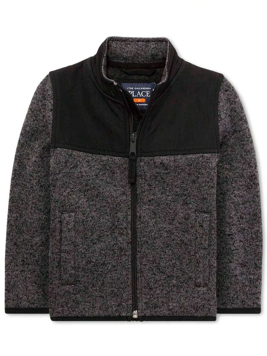 The Children's PLACE Baby And Toddler Boys Sweater Fleece Trail Jacket - màu đen - Xem 1