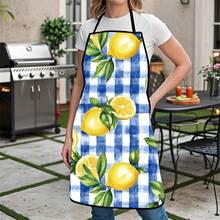 1pc Lemon Pattern Tropical Plant Apron, Rustic Style, Suitable For Kitchen Cooking, Garden Cleaning, Beauty Salons, Pet Grooming, Barber Shops, Home Decor, Made Of Polyester Twill, Two Sizes Available, Indoor & Outdoor Party Supplies - Multicolor - View 18