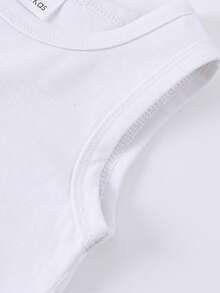 Baby Boy White Sleeveless Bodysuit Vest For Summer - White - View 4