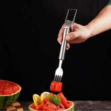 1pc Watermelon Slicer 2 In 1 Stainless Steel Fruit Cutter, Watermelon Slicer Tool, Gift For Mom, Dad, Teacher, Kitchen Camping Tool - Silver - View 9