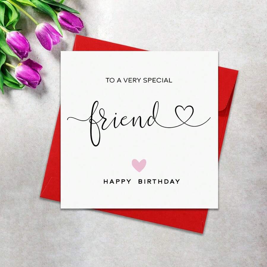 Tarjeta de cumpleaños para amiga especial, corazón rosa para ella, tarjeta de aniversario, tarjeta de feliz cumpleaños, tarjeta de amistad, regalo perfecto para familiares y amigos - Multicolor - Ver 1