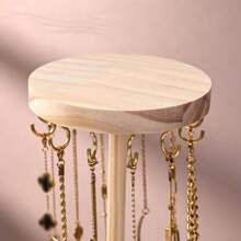 1 pièce Présentoir en bois rond pour collier/bracelet/serre-tête, support organisateur de bijoux. Nécessité estivale pour les femmes. Organisateur de rangement, cadeau, voyage, rentrée scolaire