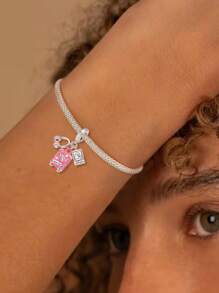 1 peça de pulseira de prata esterlina 925 com pingente de coração de amor de mãe, braceletes com contas para fazer joias e combinar com roupas do dia a dia, decoração para meninas/mulheres, material de volta às aulas