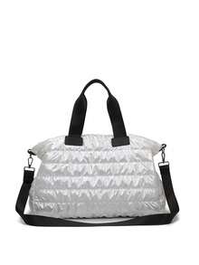 Dedoo 1pc Solid Color Polyester Tote Bag, Zipper Closure Large Capacity Travel Gym Bag, Fashionable And Simple Back To School For Travel Gym Bag For Camping Cruise Essentials For Hiking Back To School For Summer Bag For School School Accessories School Stuff