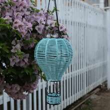 1pc Rattan Solar Lantern With Flickering Flame Effect, Solar Powered Hot Air Balloon Design, Outdoor Garden Patio Hanging Decor Lights, Holiday Decoration Room Decor Bedroom Decor Home Decor Wall Decor - Multicolor - View 8