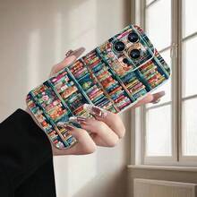 Funda de teléfono móvil con diseño de estantería de libros, apta para 16/15/14/13/12/11/XS/XR/X/7/8 Plus/Pro/Max/Mini - Diseño creativo y de moda adecuado para hombres y mujeres, un regalo para amigos, familia, novio, novia - Marfil - Ver 5