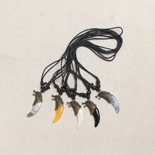 5 pièces Collier réglable tressé unisexe avec pendentif tête de loup. Parure de bijoux mode et casual pour couple, pour usage quotidien et occasions multiples