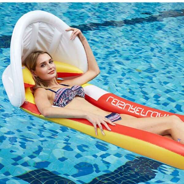 1 Pc Pool Water Foldable Mesh Lounger Outdoor Inflatable Cushion Floating Water Hammock Floating Bed Summer Supplies Inflatable Swimming Float PVC Swimming Inflatable Floating Row Foldable Large Pool Lounger Suitable For Summer Beach Party Seaside Pool Party