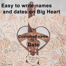 1 Set Of Wooden Heart/Butterfly Shaped Guestbook, Creative Wooden Sign-In Book For Wedding, Housewarming, Birthday, Bachelor Party, Graduation, Anniversary, Baby Shower, Party Table Decoration, Romantic Event Decoration, Elegant Wedding Decorations And Wedding Gifts - No Electricity Required, Great For Christmas And New Year Events Summer Beach Back To School School Supplies Room Decor