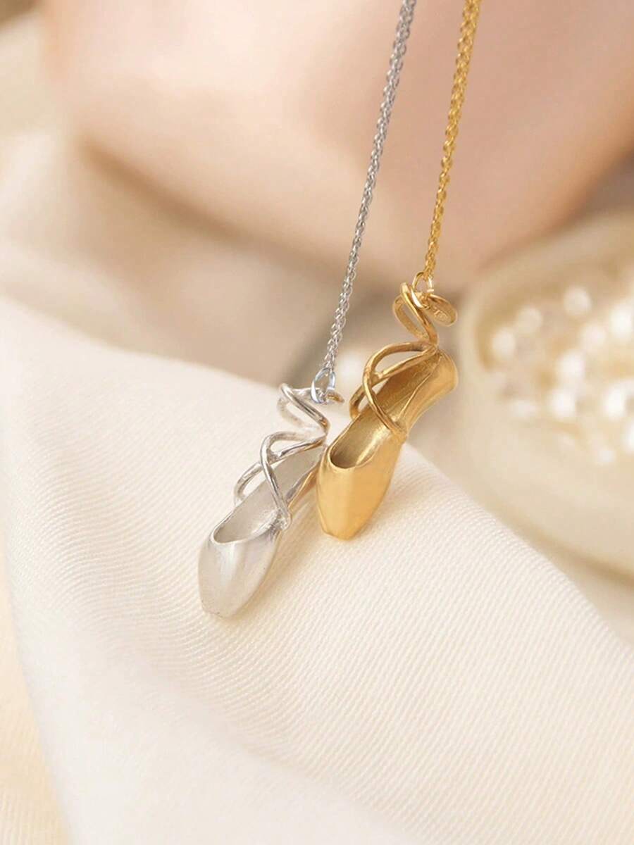 1pc Elegant Enchanting Ballet Shoe Pendant Necklace, Creates Fashionable Jewelry For Women, Perfect Combination Of Everyday Sophistication And Party Charm - Dance Shoes Pendant - View 1