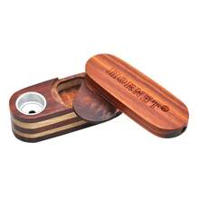 1pc New Dual-Layer Wooden Pipe, Rotating Wooden Mini Pipe, Portable Compact Wooden Pipe, Random Wood Grain Color - Brown - View 7