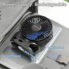SWEETFULL 4000mAh tragbarer Tischventilator, 360° drehbarer Clip-Ventilator mit LED-Anzeige, wiederaufladbarer leiser Mini-Ventilator, multifunktionaler Zweifach-Ventilator, für Schlafzimmer, Büro, Fitnessstudio, Outdoor, Reise, Sommer