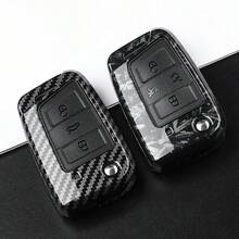 Étui de clé de voiture en ABS style fibre de carbone, pour VW Golf 7 MK7, Tiguan MK2, SEAT Ateca Leon FR 2, Ibiza et Skoda Octavia - Taille Unique - Voir 1