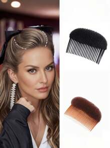 1 Stück Haar Volumen Kamm - Unsichtbarer Wurzellifter, geeignet für hohe Krone, dicke Clip-in Extensions (schwarz/braun), Styling flauschige Einsätze, geeignet für Pony und hohe Dutt, ideal für Hochzeiten, Dates und den täglichen Gebrauch, 3 Sekunden hohe Krone (optische Erhöhung um 3cm), Erste-Hilfe-Artefakt (Retter für fettiges/flaches Haar), Haarklammern, Haarspangen