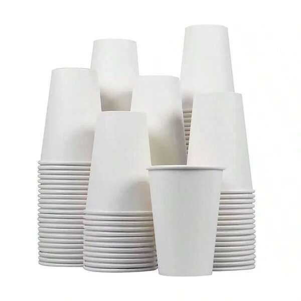 50/40/30/25/20/15/10/5pcs/Set 9oz White Paper Coffee/Water/Beverage/Milk/Juice Cups, Suitable For Hot/Cold Drinks, For Office, Party, Picnic, Travel And Events