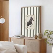 1 件无框复古中世纪条纹牛仔竞技墙艺术海报帆布印刷简约西部牛仔复古美学装饰乡村画适用于公寓、客厅、卧室、现代家居装饰 - 彩色 - 查看 2