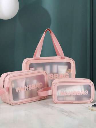 1 个便携式储物袋，带可见窗口大容量化妆包，防水，旅行洗漱包，可用于存放洗漱用品、化妆品、内衣、裤子、T 恤、文具和储物袋，适用于旅行储物袋、化妆包、化妆包、度假海滩、浴室收藏、卧室收藏，大容量