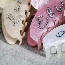 1 Peça Presilha de Cabelo com Strass Personalizável de Face Única - Acessório de Cabelo Retangular Personalizado, Presilha de Cabelo com Strass Elegante para Mulheres, Presente de Princesa (Médio, 3 Cores: Branco, Rosa Claro, Rosa), Presilha de Cabelo Decorativa