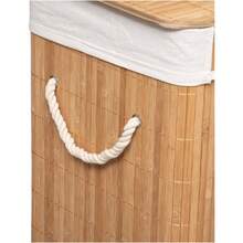 1 Laundry Basket - Natural Bamboo Storage Basket With Large Capacity | Dustproof With Lid | Household Storage Aid - Simple - Bamboo - With Lid - Square Or Round - Foldable Wicker Basket - 70 Liters - Foldable - Yellow/White - Màu vàng - Xem 5