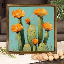 1 Stück Lebendige Kaktus Blume Kunst Holzschild | Rustikaler Landhausstil Wanddekoration Schild für Badezimmer, Garten, Café, Bar, Büro Dekoration, ideales Urlaubsgeschenk | Keine Elektrizität erforderlich | Wandbehang | Multifunktional | Holz