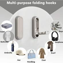 可折叠隐形挂钩锌合金浴室墙壁挂钩可伸缩适用于衣柜围巾帽子浴袍钥匙钱包包折叠挂钩简约风格 - 彩色 - 查看 5