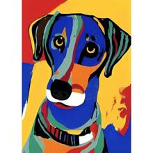 1pc Wall Arts Posters Optional Frame Modern Colorful Cute Dog Posters Canvas Painting Cartoon Abstract Animal Modern Wall Art Picture For Kid Room Home Decoration Painting