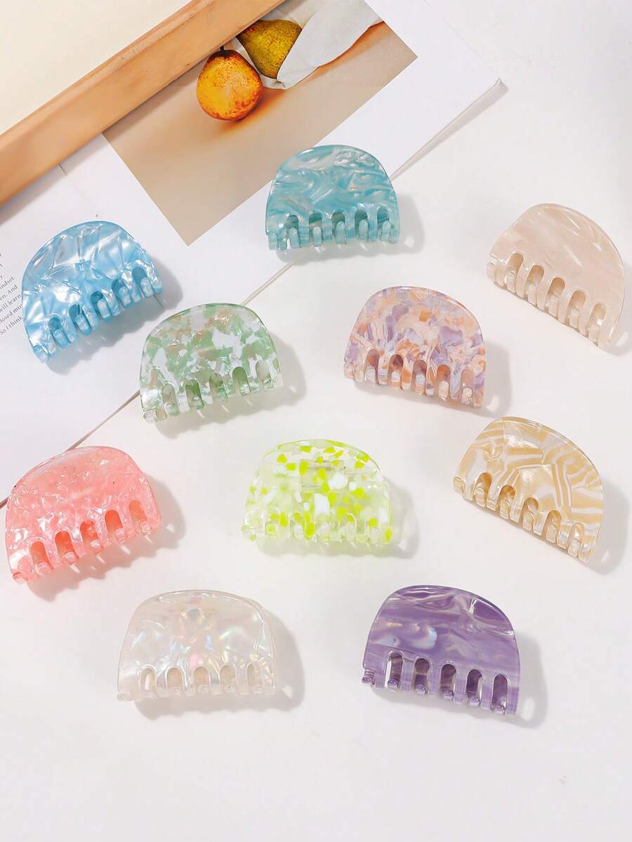 1 件韩式 PVC 中号半圆形多巴胺设计简约时尚女士发夹，发爪头饰时尚发饰美容爪夹