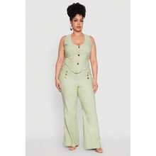 Plus Size Flared Pull On Dress Pants - Multicolor - View 2