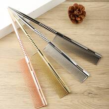 1pc New Electroplated Pointed Tip Aluminum Hair Comb, Women Hair Dyeing Sectioning Teasing Salon Hairstyling Brush, Heat Resistant Anti-Static Comb With Spiral Non-Slip Handle And Fine Teeth, Back To School, Travel Holiday Essentials, Hair Accessories For Women, Brush, Detangling Brush, Ball Brush, Mini Hair Brush Set, Wooden Comb, Hair Brush, Hairdressing Equipment, Hairstyle, Hairdressing, Hair Brush, Brush Hair Brush Set, Comb Hair, Comb For Curls, Detangling Brush, Hair Brush For Women, Barber Accessories, Barbershop, Hairdressing Equipment