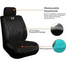 1pc Car Hot Stamping Butterfly Fabric Indentation Press Car Seat Cover All Season Universal Seat Cover