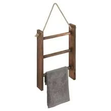 Rustic Wooden Ladder Shelf – Wall-Mounted Storage Rack With 3-Tier Shelves And Hanging Rope – Versatile Organizer For Bathroom, Kitchen, Bedroom, Office – No Electricity Needed, Rustic Wood Ladder Hand Towel Rack For Bathroom, Farmhouse Home Decor Accessories -1 Piece