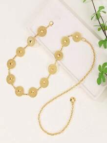 1pc Women Bohemian Hollow Metallic Waist Chain,Accessory For Dresses, Jeans, Shirts Summer, School Fall, Autumn, Halloween