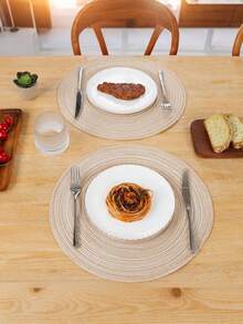 1件/4件/8件圆形编织杯垫（18厘米）/餐垫（36厘米），家用圆形防烫防污杯垫/餐垫，可水洗厨房餐桌垫，适用于家庭聚会、婚礼派对、日常居家用餐，咖啡棕色