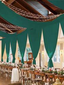 1 buc. Material transparent pentru perdea, lungime 8 m, verde închis, versatil pentru fundaluri de petrecere, arcadă de nuntă, decorațiuni interioare, petrecere de ziua de naștere, fundal pentru ceremonie, decorațiuni pentru masă, recuzită pentru fotografie, material transparent de culoare solidă - Verde inchis - Vizualizare 5