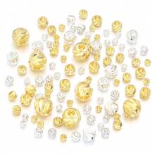 20-100 Stücke/Packung vermessingte gold-/silberfarbene facettierte runde Metallperlen, verschiedene Stile wählbar, schwerer Metall Chic DIY Schmuckherstellung Zubehör für Armband, Halskette, Anhängersperlen
