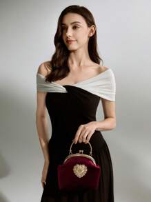 Solid Color Canary Clutch, Delicate Love Shaped Hardware Decoration With Metal Chain Crossbody Bag, Anti-Theft Pocket Bag, Cheongsam Style Handbag Suitable For Evening Dress, Cheongsam, Etc. To Attend Chinese Dinner Parties, Family Gatherings. It Can Be Used As A Birthday Gift Or A Holiday Gift For Your Mother Christmas Winter Christmas Gifts