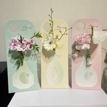 10pcs Bouquet Packaging Box, Single Flower Box, Hand-Held Flower Box, Folding Flower Box, DIY Creative Gift Card For Hand-Held Flower Arrangement, Teacher's Day, Mother's Day, Birthday Party, Opening Season Flower Packaging Box