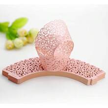 50 件优雅空心纸杯蛋糕包装纸松饼衬垫烘焙杯，适用于婚礼、生日和特殊活动 - 非常适合烘焙和装饰蛋糕