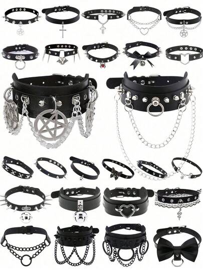 1pc Punk Goth Studded Choker Necklace, Sexy Hot Theme Series For Women, Suitable For Daily Wear, Party, Festival, Birthday, Valentine's Day Celebration, Creative Gift