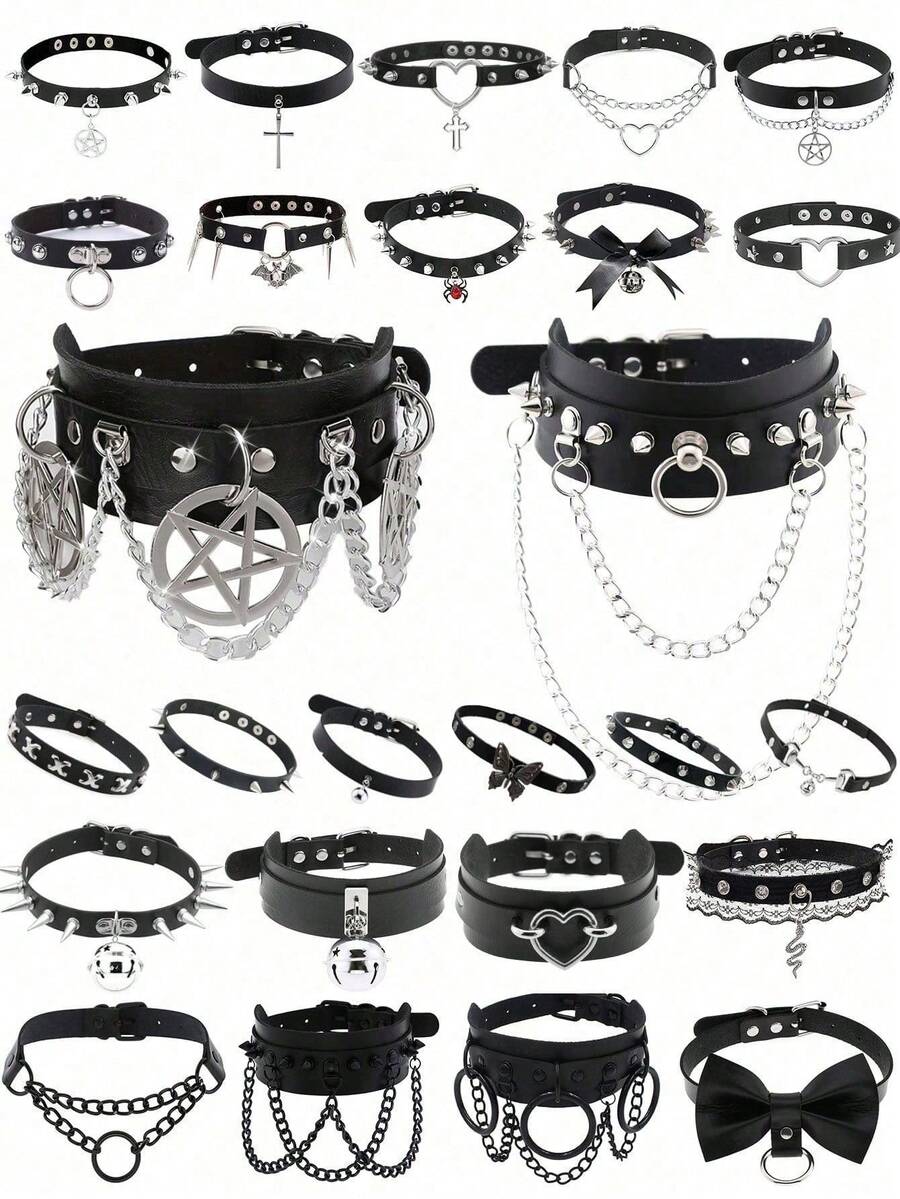 1 chiếc vòng cổ choker đính đinh tán phong cách Punk Goth, chủ đề gợi cảm nóng bỏng dành cho phụ nữ, thích hợp để đeo hàng ngày, tiệc tùng, lễ hội, sinh nhật, lễ kỷ niệm ngày lễ tình nhân, quà tặng sáng tạo - Nhiều màu - Xem 1