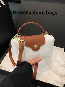 New Fashionable Solid Color Minimalist PU Bucket Bag, Chic And Simple High-End Style, Suitable For Work, Outing, Dating, Versatile - White - View 5