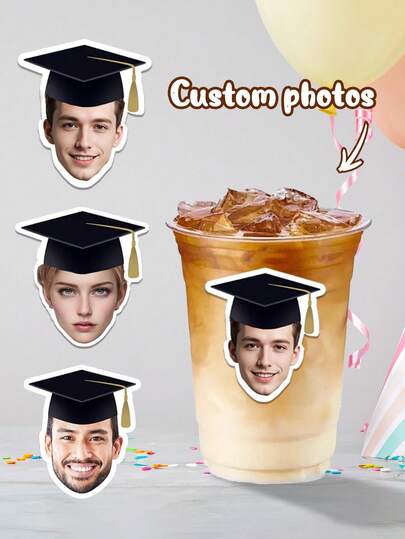 12/24/40 pezzi Adesivi personalizzati per laurea, Adesivi per tazze con foto personalizzate con cappelli da laurea, Decorazioni fai-da-te per feste di laurea, Adesivi con espressioni per tazze di caffè freddo, Adesivi creativi adatti per i laureati della classe 2025, Regali personalizzati per amici e studenti, Regali personalizzati, Decorazioni per le vacanze, Regali perfetti per la stagione della laurea
