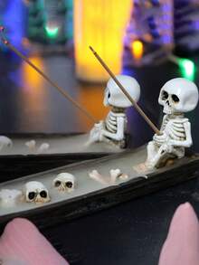 1 件骷髅烛台骷髅烛台鬼茶蜡烛杯哥特式装饰树脂烛台工艺品万圣节家庭派对墓地户外酒吧装饰，白色