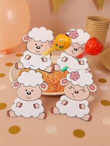 25/50pcs Sheep Cartoon Pattern Lollipop Packaging Cards, Candy Clip Cards For Chocolate Gifts Decoration Paper Cards, Back-To-School Party Favors, Birthday Party Gifts, And Rewards - Multicolor - View 5