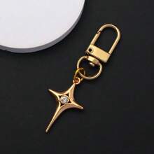 1/2 pièces Porte-clés avec pendentif croix étoile métallique Y2K, étui à écouteurs de style punk minimaliste, coque de téléphone, breloques et accessoires pour sacs, accessoires pour voiture
