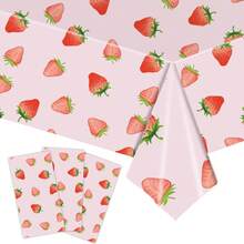 EcoParty Strawberry Themed Disposable Tableware Set - Paper Plates, Paper Cups, Napkins, Suitable For Bridal Shower, Birthday, Retirement, Appetizer, Wedding - Pink - View 3