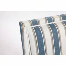 Upholstered Accent Chair, Vintage Armchair With Blue And White Striped Linen Fabric And Nailhead Trim For Living Room-198 - Multicolor - View 9