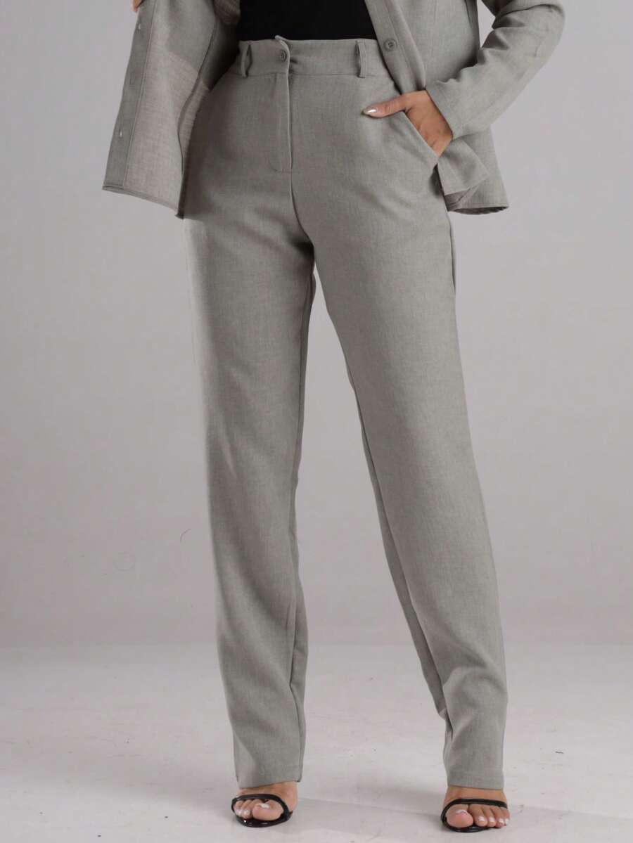 Sensory Fabric Pants With Button, Zipper And Pockets - Grey - View 1